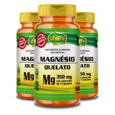 Kit 3 Magnésio Quelato Unilife 60 Cápsulas