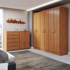 Guarda-Roupa Luna 6 Portas 2 Gavetas com Cômoda 2 Portas 5 Gavetas Cin