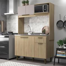 Cozinha Compacta Julia 5 Portas 1 Gaveta Dourado/Fumê - Jcarvalho