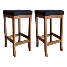 Kit 2 Banquetas Altas para Cozinha Barcelona 74 Cm Madeira Maciça Sued