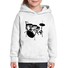 Moletom Infantil Bateria Música Baterista - Foca na Moda, Branco, 12