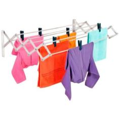 Varal Sanfonado Retrátil Parede 60 cm Aço Preto ou Branco - Secalux,  