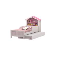 Cama Casa Princesa Com Auxiliar Branco/Rosa - Vitamov