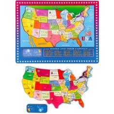 Quebra-cabeça educativo geográfico de madeira usa 46 pçs