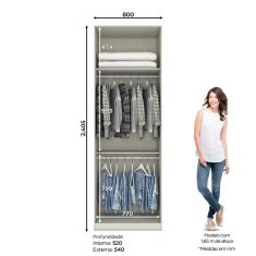 Guarda Roupa 2 Portas Com Espelho Seletto Henn Areia Hp / Jequitibá