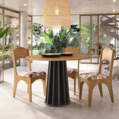 Mesa De Jantar Redonda Em Mdf 105cm Freijó-Preto Tm71 Jpf