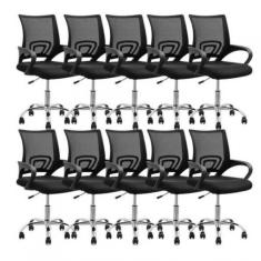 Conjunto 10 Cadeiras Diretor Office Santiago Preta