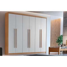 Guarda Roupa Solteiro Hawaii 6 Portas E 2 Gavetas Naturale/Off White - Rufato