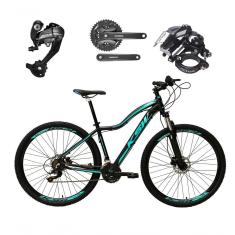 Bicicleta Feminina Aro 29 Ksw Mwza 27v Câmbios Shimano Altus Freios Hidráulicos - Preto-azul Tam.17