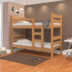 Beliche Solteiro Com Escada Em Madeira Maciça E 02 Colchões Nogueira Brooke Jm Móveis