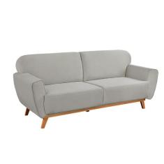 Sofá 3 Lugares Floret Veludo Cinza Claro - Keva