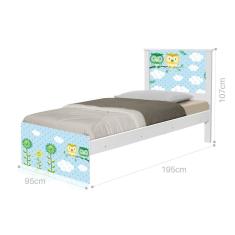 Cama Solteiro Adesivada Corujinhas Com Colchão