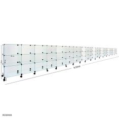 Balcão de Atendimento Modulado em Vidro com Rodízios - 8,50 x 1,00 x 0,40