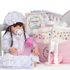 Boneca Bebê Reborn De Silicone 14 Itens Bolsa Maternidade - Cegonha Do