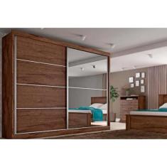 Guarda Roupa Casal 2 Portas de Correr e 4 Gavetas c/ 1 Espelho Verona 