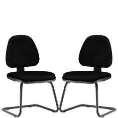 Kit 02 Cadeiras Para Escritório Sky L02 Fixa Crepe Preto