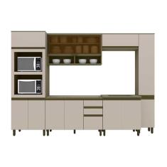 Kit de Cozinha Completa Connect 8 Módulos com Tampo para Cooktop Branco Estilo Moderno