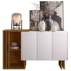 Balcão Aparador Buffet Bells 3 Portas N02 Ypê/off White