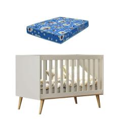 Berço Americano Ludmila Off White Bétula com Colchão Ortobom - Carolina Baby