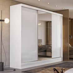 Guarda Roupa Casal 3 Portas 4 Gavetas Plata Demóbile Branco