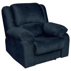 Poltrona do Papai Reclinável Elétrica com Massagem Magnum Veludo Azul Clássico - Gran Belo
