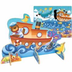 Quebra-Cabeça 3D - Bichos A Bordo - Madeira - 2655 - Brincadeira De Criança