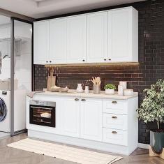 Cozinha Compacta 4 Peças com Balcão Para Forno de Embutir Emily Branco/Calcare