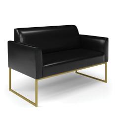 Sofá Namoradeira Base Industrial Dourado Marisa Corano D03 - D\`rossi Cor Preto