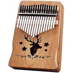 Piano de polegar Kalimba de 17 teclas, corpo de mogno, martelo de dublagem de piano de dedo, instrumento de marimba para iniciantes amantes de música madeira de mogno, com martelo de afinação (18 cm x