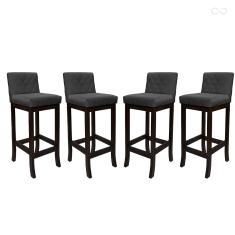 Kit 4 Banquetas Média para Cozinha Tóquio Madeira Maciça Matelassê Suede Cinza CCS