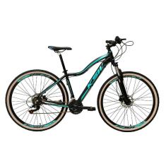 Bicicleta Aro 29 Feminina KSW MWZA 27v K7 Freios Hidráulicos Kit 3x9 Suspensão Trava Pneus Bege-Feminino