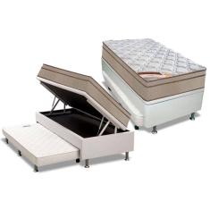 Conjunto Box Baú Solteiro: Colchão Molas Castor Bonnel Revolution + Base CRC Courano Black(88x188)