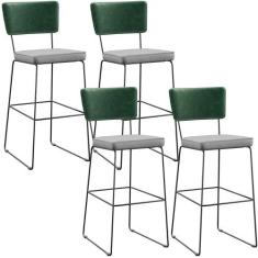 Kit 04 Banquetas Altas Bar Sala De Jantar Fixa Allana L02 Facto Verde 