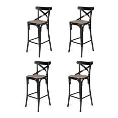 Kit 4 Banquetas Katrina Em Aço Preto