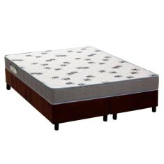 Cama Box King: Colchão Espuma D33 Light Saúde + Base Crc Suede Brown(186x198)