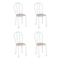 Conjunto com 4 Cadeiras Madryn Bege e Branco