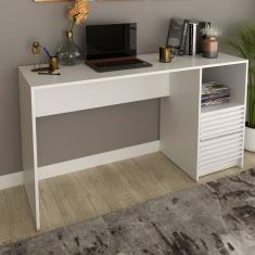 Mesa para Escritório 2 Gavetas Ripado Me4174 Branco - Tecno Mobili