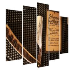 Quadro Decorativo Mosaico 5 Peças Mod821 Navalha Barber 01