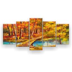 Quadro Decorativo Pintura Passagem Madeira No Lago 129X61 5 - Imperio 