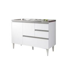 Gabinete Balcão Para Pia de 1,20 mt Milla Com gavetão Branco - ByMader