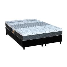 Cama Box Queen: Colchão Molas Bonnel Castor Class New + Base CRC Suede