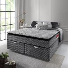 Kit Box Colchão Porto + base Baú Coimbra Queen Estofama