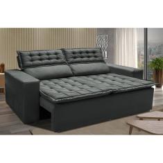 Sofá Retrátil E Reclinável Cama Inbox Slim 1,50m Tecido Suede Velusoft Cinza