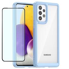 GTBDEKI Capa transparente para Galaxy A73, capa para Samsung A73 SM-A736B com protetor de tela, antiarranhões à prova de choque de policarbonato rígido transparente + capa protetora de TPU para