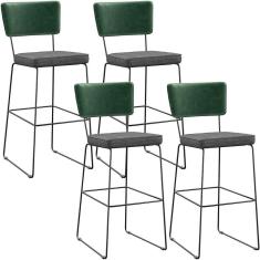 Kit 04 Banqueta Alta Allana L02 Verde Musgo Cinza Escuro