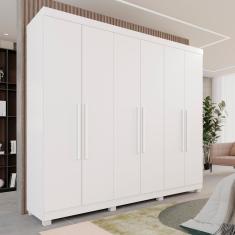 Guarda-Roupa Casal 6 Portas 3 Gavetas Roma Espresso Móveis Branco