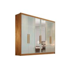 Guarda Roupa 6 Portas  c/ Espelho e 6 Gavetas Rizon Plus Freijó/FendiOff - Novo Horizonte