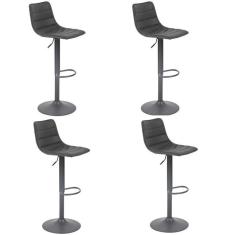 Kit com 4 Banquetas para Cozinha Barbacena Preto