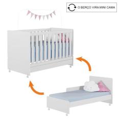 Berço Mini Cama Americano Encanto com Rodízios Branco - Peternella