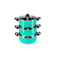 Jogo Panelas Grande (jogão) Verde Água Alumínio 3 Peças - Continental,